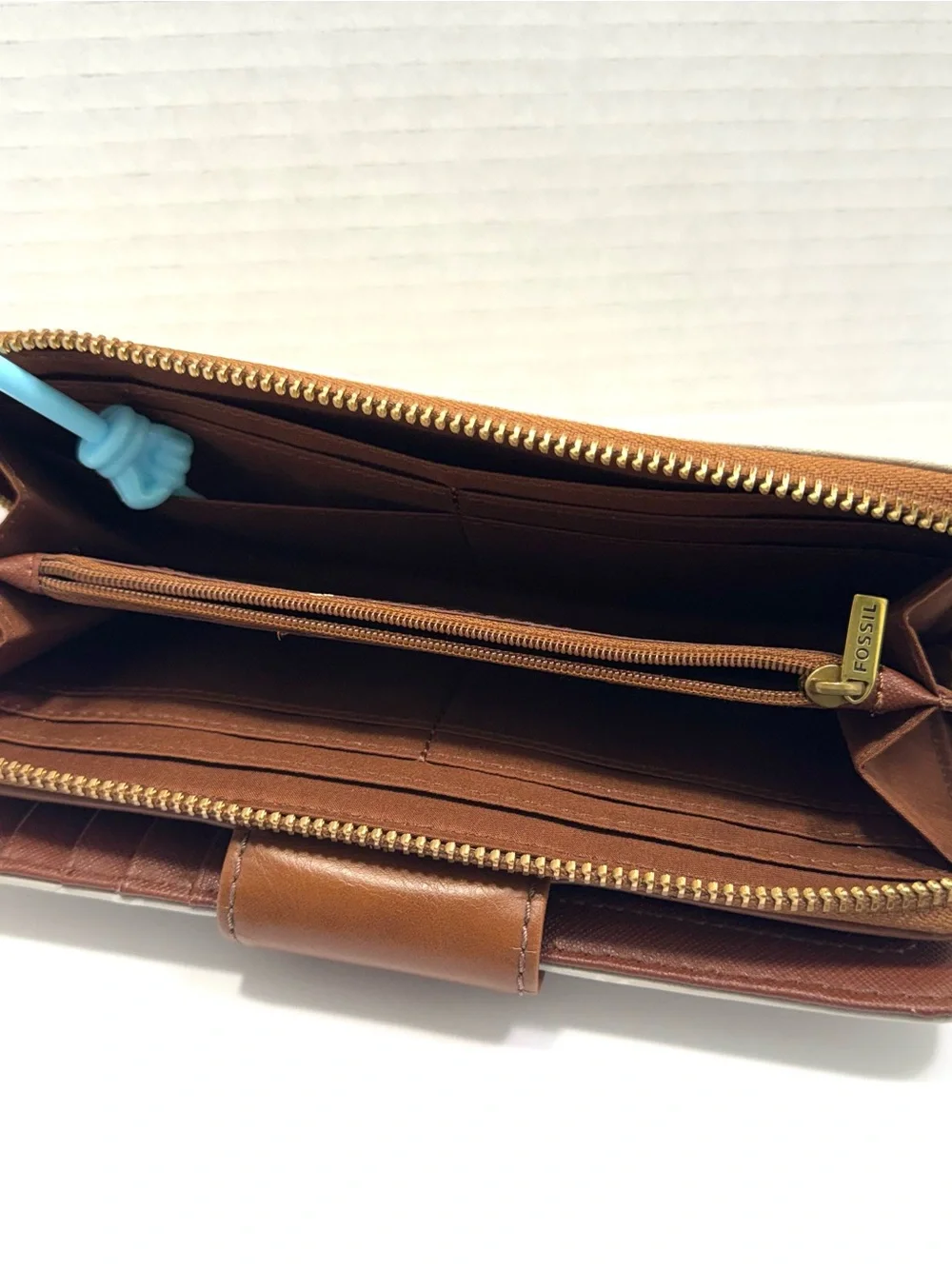 Fossil Madison Multicolor Heart-Pattern Zip Clutch, Leather Snap Tab & Strap